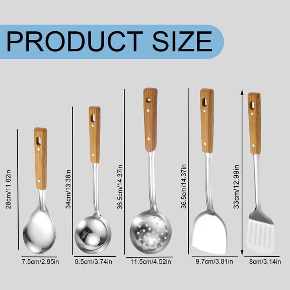Ybomd,Soup Ladle 34*9.5,Sturdy Cooking Utensil Set,Suitable for Home Restaurant Cooking, Food Turning, Stirring Serving and Multi Purpose Kitchen Utensil Set Use