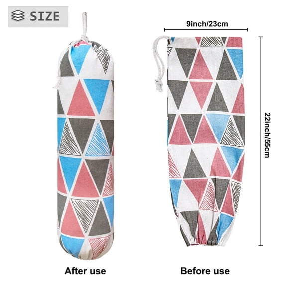 Ybomd,Wall Hanging Dispenser,Black Triangle Grid,Great for Kitchens and Travel; Drawstring Bag Holds Garbage and Grocery Bags, Washable Design Reuses for Home and Outdoor Activities.