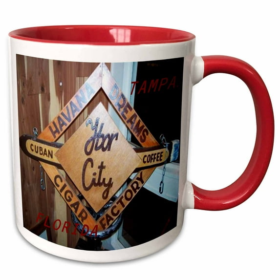 3drose, Ybor City Florida, 15oz Two-tone Red Mug