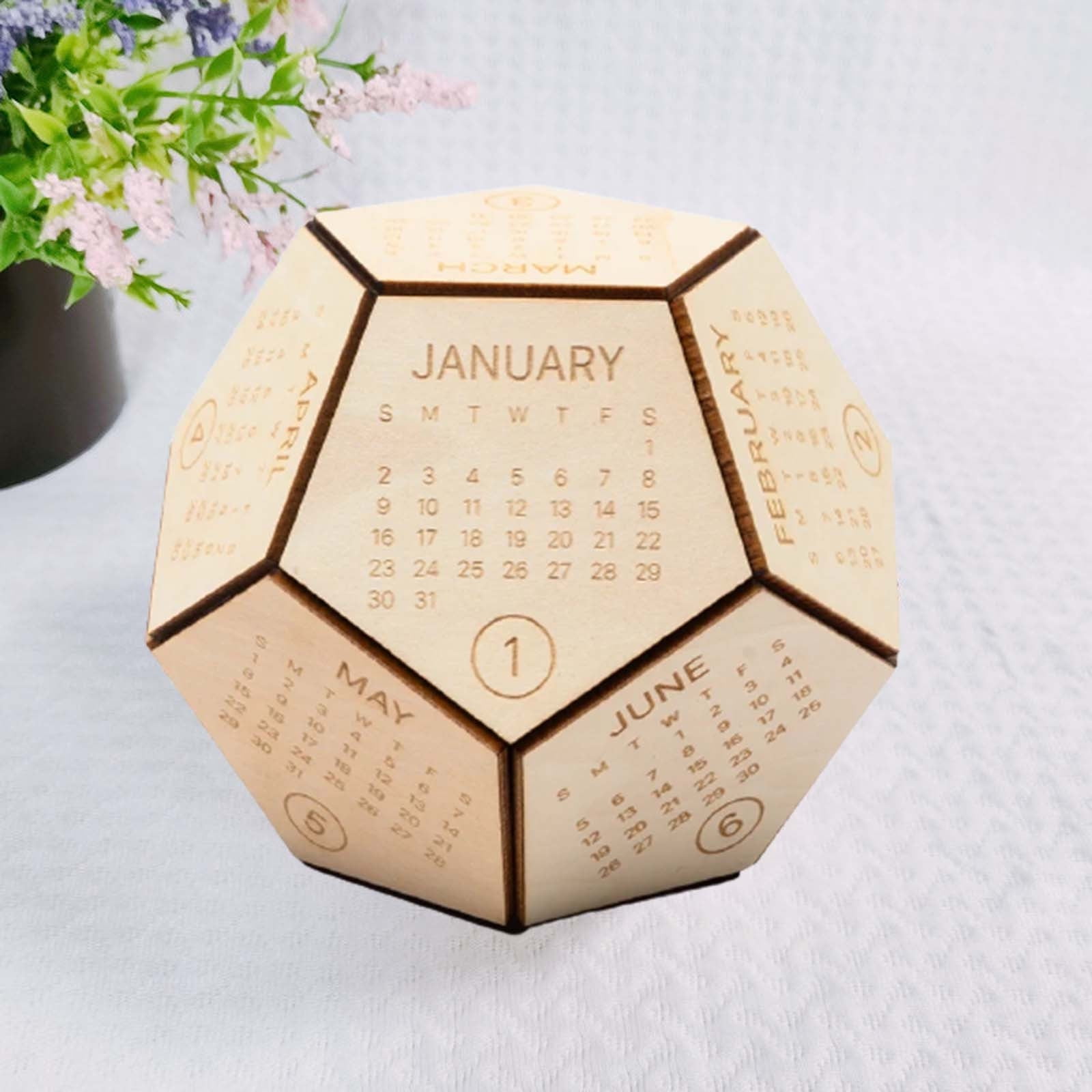 Ycandiee 2022 Wooden Stand Block Calendar Cool Gif