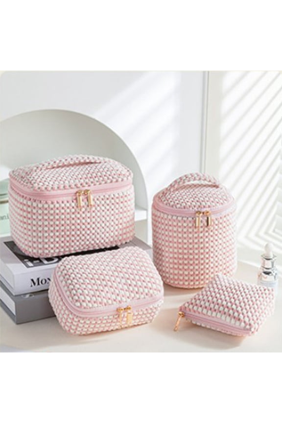 4 Pieces Corduroy Makeup Bag Set, Cute Cosmetic Pouch for Women, Travel Toiletry Bag, Small Makeup Purse Pouch