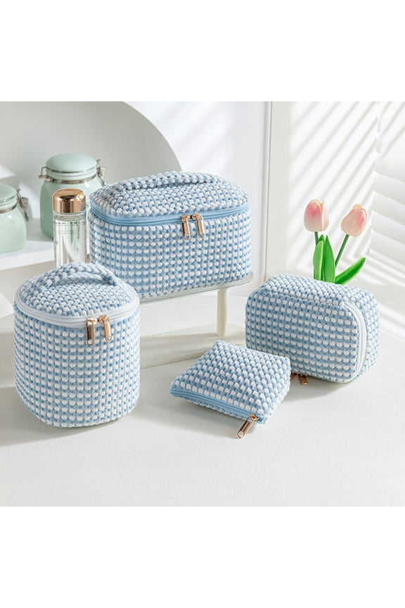 4 Pieces Corduroy Makeup Bag Set, Cute Cosmetic Pouch for Women, Travel Toiletry Bag, Small Makeup Purse Pouch