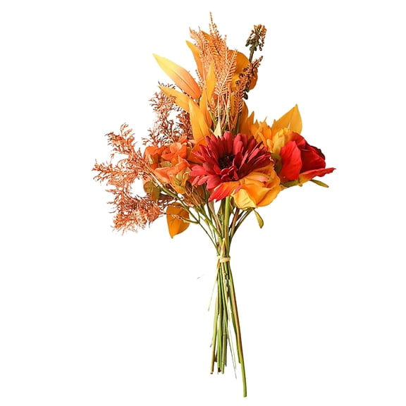 Ycandiee Artificial Fall Flowers Bouquet, Fall Fake Silk Flower Arrangements, Faux Autumn Flowers for Home Indoor Office Wedding Bride Bouquets Tables Centerpieces Fall Decor