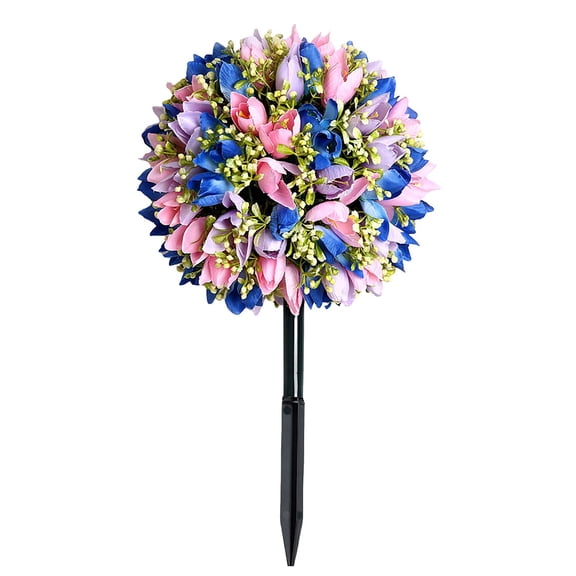 Ycandiee Artificial Flower Garden Stake, Realistic Fake Bushes Plants, Faux Greenery Shrubs Garden Accessories with Ground Spikes for Outdoor Outside