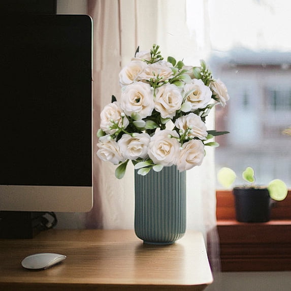 Ycandiee Artificial Flowers, Lifelike Fake Flowers in Vase, Faux Flower Arrangements for Dining Table Centerpiece Decor, Table Centerpieces for Dining Room