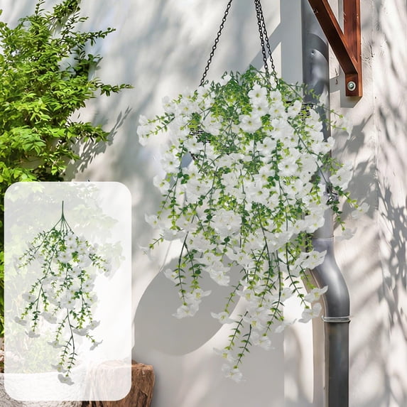 Ycandiee Artificial Flowers for Outdoors, Fake Artificial Morning Glory Flowers, UV Resistant Hanging Morning Glory Vine, Realistic Faux Flower for Spring Garden Porches Decor