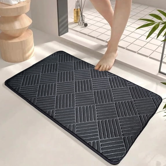 Ycandiee Bathroom Rugs, Super Absorbent Thin Bath Mat, Small Quick Dry Low Pile Bathroom Rug, Non Slip Washable, 15x13inch