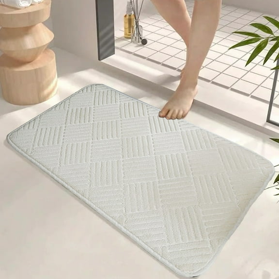 Ycandiee Bathroom Rugs, Super Absorbent Thin Bath Mat, Small Quick Dry Low Pile Bathroom Rug, Non Slip Washable, 15x13inch
