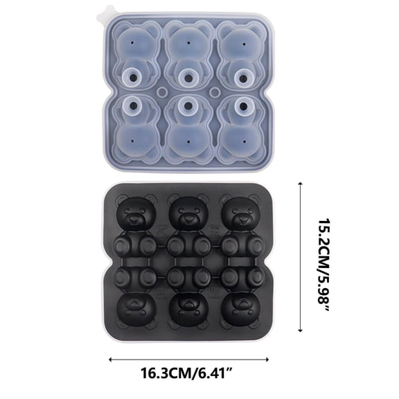Ycandiee Bear Ice Cube Tray Mold, 3D Bear Shape Ice Cube Trays, Cute Ice Cube Molds, 6-Hole Fun Shapes Ice Cube Trays, Funny Bear Gifts for Bear Lovers Women Men