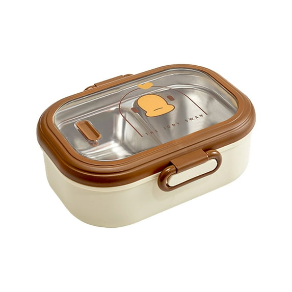 Ycandiee Bento Lunch Box, Stainless Steel Lunch Box, 2-Compartment Bento Lunch Box, Leak Proof Insulated Portion Control Food Containers with Removable, Dividers Metal Lunchbox Snack Containers