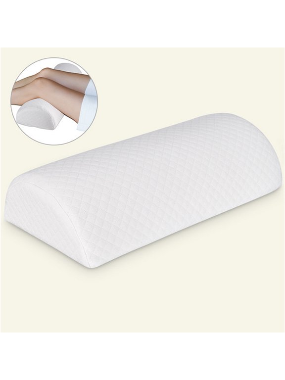 Bolster Knee Pillow, Half Moon Lumbar Bolster Cushion, Back Pain Relief Memory Foam Leg Pillow, Semi Roll Round Lumbar Leg Wedge for Side Sleepers