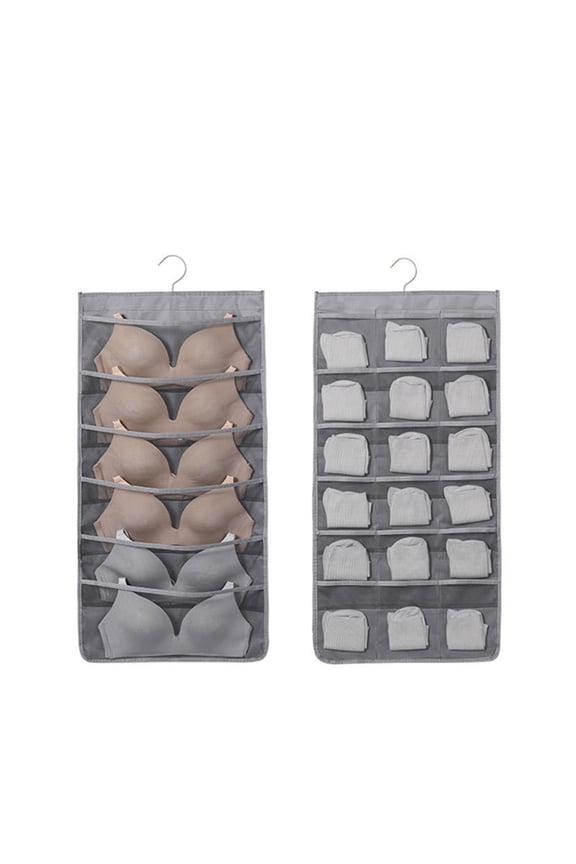 Ycandiee Bra and Underwear Hanging Storage Organizer Mesh Pockets Dual Sided Wall Shelves Space Saver Bag Sock Underpants Drawer Closet Clothes Rack