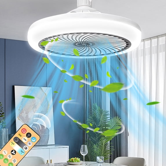 Ycandiee Ceiling Fans with Lights - Flush Mount Ceiling Fan - Enclosed Fan Light for Bedroom Kitchen
