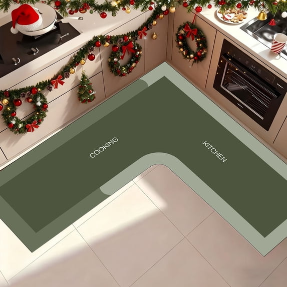 Ycandiee Corner Sink Kitchen Mat, L Shaped Rug for Kitchen, Anti-Fatigue Floor Mat, Super Absorbent Kitchen Floor Mats, Anti-Slip