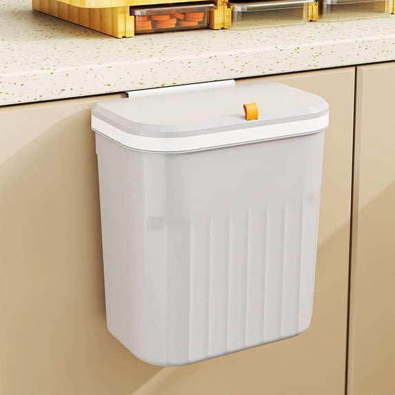 Ycandiee Under Counter Waste Bin, Hanging Trash Can with Lid, Space Saving Small Trash Can, Wall Mounted Waste Basket Bin for Kitchen Cabinet, Bathroom or Office