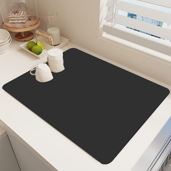 Ycandiee Dish Drying Mat, Foldable Quick Dry Kitchen Mat, Absorbent Microfiber Kitchen Counter Mat, Eco-Friendly Diatomaceous Earth Mats for Dishes Bottles Cups Bathroom Any Countertop