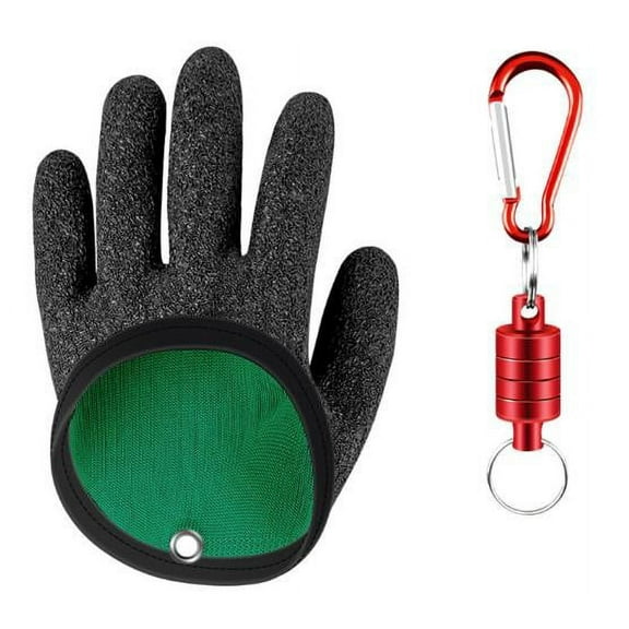 Ycandiee Fishing Gloves with Magnet Release, Professional Anti-Slip Catch Fish Gloves for Handling, Catching, Cleaning, Hunting, Fisherman Fishing Accessories