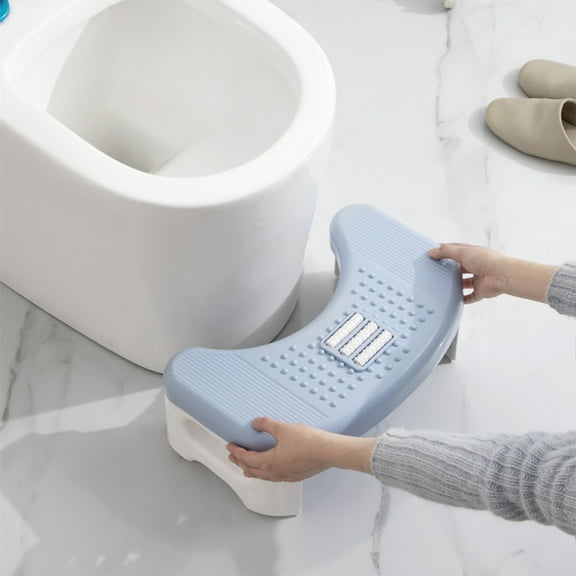 Ycandiee Foldable Toilet Stool, Bathroom Squat Toilet Poop Stool Adult Blue, Non-Slip Potty Toilet Step Stool with Massage Roller, Assistance Step Stool Suitable for Shower, Living Room, Kitchen