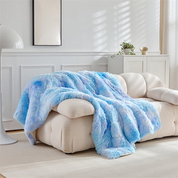 Ycandiee Fuzzy Faux Fur Throw Blanket, Super Soft Rainbow Blanket for Girls, Luxury Cozy Warm Plush Thick Throws for Bed Couch Living Room