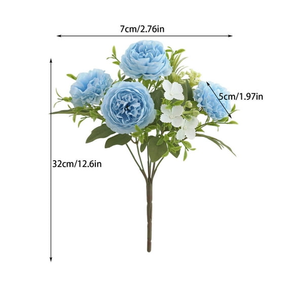 Ycandiee Peonies Artificial Flowers, Small Silk Flowers for Home Decor, Fake Bouquet Faux Floral Arrangements Dining Table Centerpieces for Kitchen Bridal Wedding Party Decor