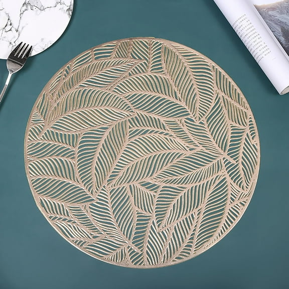 Ycandiee Placemats, Round Leaf Place Mats for Dining Table Hollowed-Out Pressed Vinyl Table Mats for Holiday Party Wedding Accent Centerpiece Dinner Table Decoration