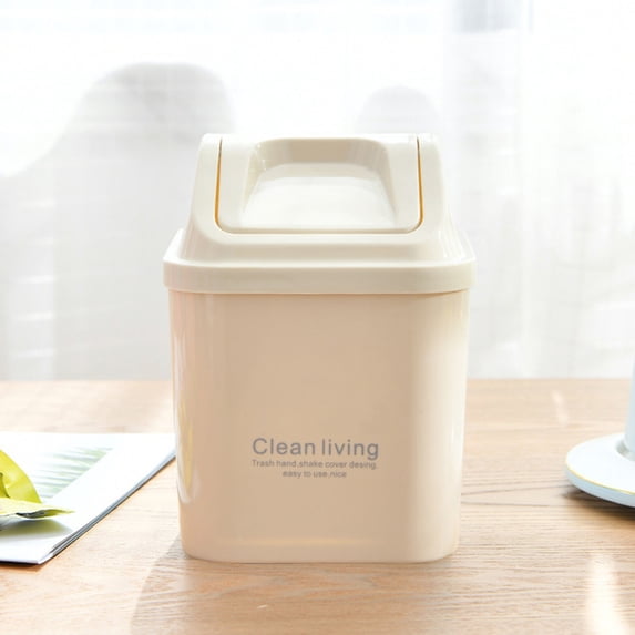 Ycandiee Plastic Mini Wastebasket Trash Can with Swing Lid, Tiny Desktop Waste Garbage Bin, Small Table Top Plastic Covered Waste Basket, for Home, Office, Kitchen, Vanity Tabletop, Bedroom, Bathroom