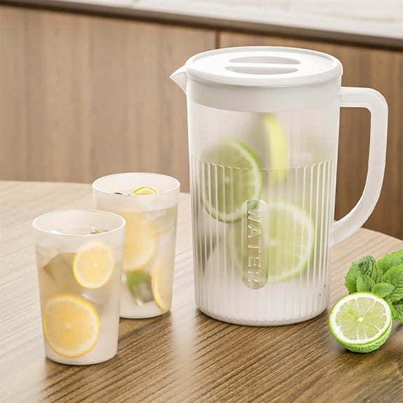 Ycandiee Plastic Pitcher with Lid, Mix Drinks Juice Container, Mix Drinks Drinking Jug for Hot, Cold Lemonade Juice Beverage Jar, Ice Tea Kettle