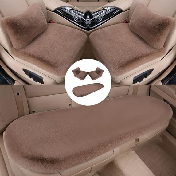 Ycandiee Plush Car Seat Cushion, Soft Warm Fuzzy Plush Auto Seat Cushions, Vehicle Car Front and Back Seat Protector Pad with Backing Cushion Interior Universal Fit