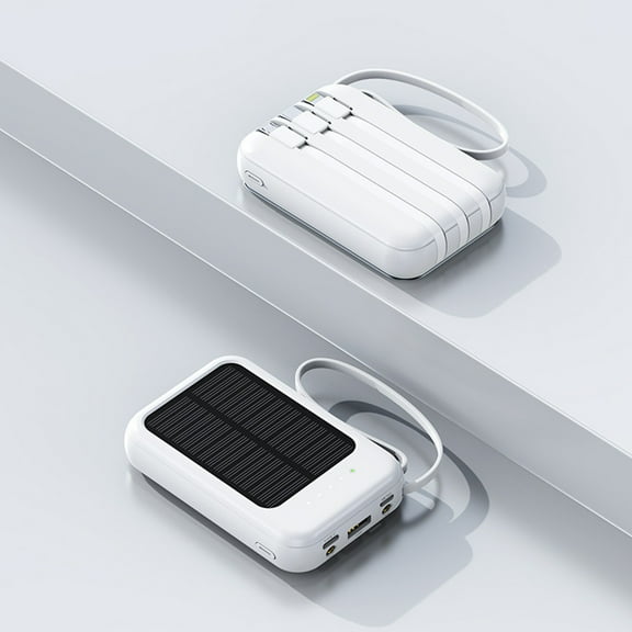 Ycandiee Power Bank, Solar Portable Charger, 20000mAh Power Bank Large Capacity Built in 3 Output and 1 Input Cables, Fast Charger Compatible with All Smart Phones and Devices