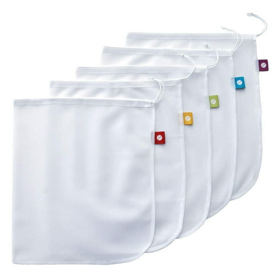 Ycandiee Reusable Produce Bags - Premium Washable Mesh Bags for Grocery Shopping & Storage of Fruit Vegetable & Garden Produce - Eco Friendly Net Bags 5 Pack