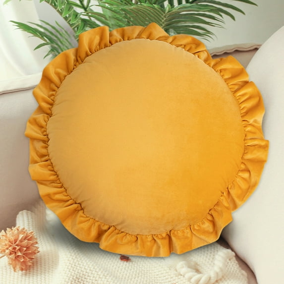 Ycandiee Round Ruffled Pillow, Round Throw Pillow, Bedding, Decorative Throw Pillow, Soft Warm Pillow Case for Home Decoration
