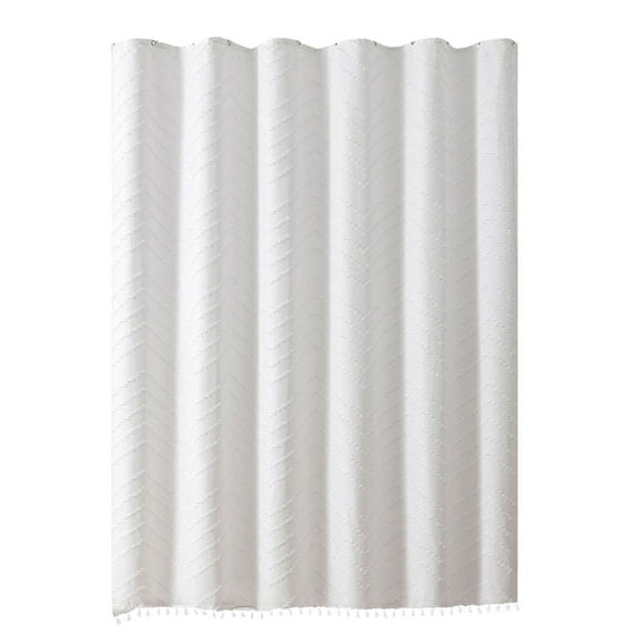 Ycandiee Shower Curtain, Fabric Shower Curtain, Cloth Shower Curtains, Tufted Chevron Striped Textured Modern Farmhouse for Bathroom Decor