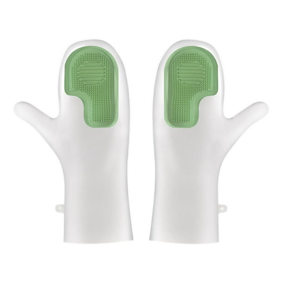 Ycandiee Silicone Dishwashing Gloves, Kitchen Gloves for Washing Dishes, Reusable Waterproof Dishwashing with Cleaning Brush
