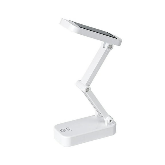 Ycandiee Solar Foldable Desk Lamp, Portable Dimmable LED Reading Lamp with Solar & USB Charging Port for Student Bedside Night Light Cordless Table lamp for Office, Bedroom, Travel (White)