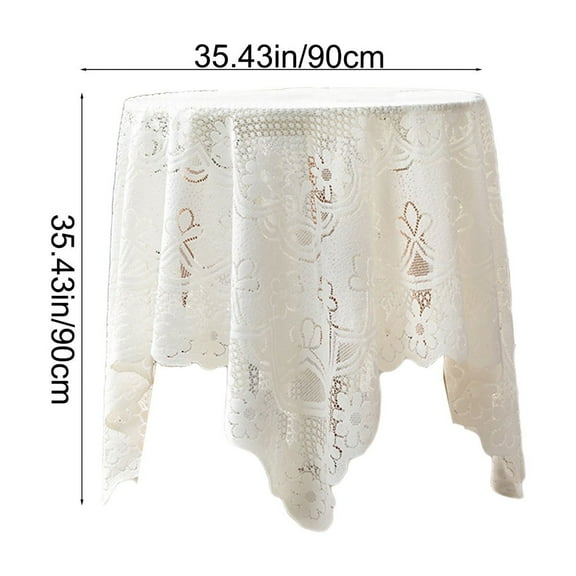 Ycandiee Square Lace Tablecloth 35.4x35.4in, White Lace-Tablecloths, Small Tablecloths Laces Vintage for Round Coffee Table