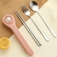 thumbnail image 1 of Ycandiee Stainless Steel Chopsticks Fork Spoon Set, Portable Cutlery for Adults, Reusable Tableware Utensil Chopstick Case, 1 of 6
