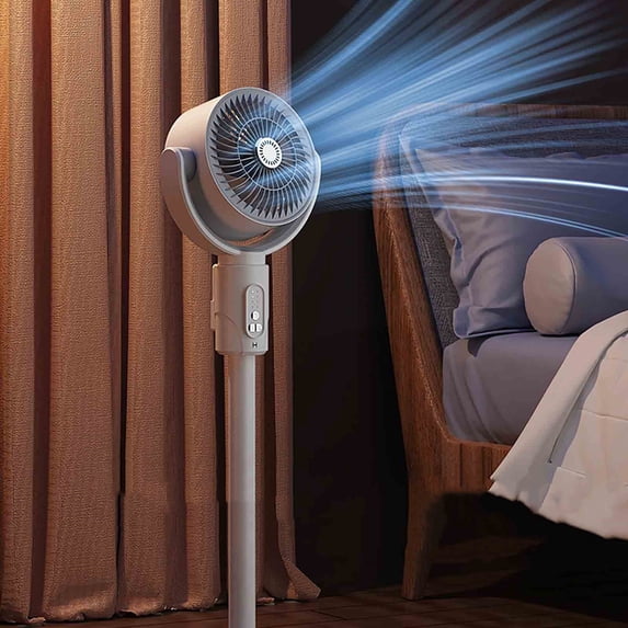 Ycandiee Standing Fan for Bedroom, Air Circulator, Adjustable Height, With Remote Control, for Home, Dorm