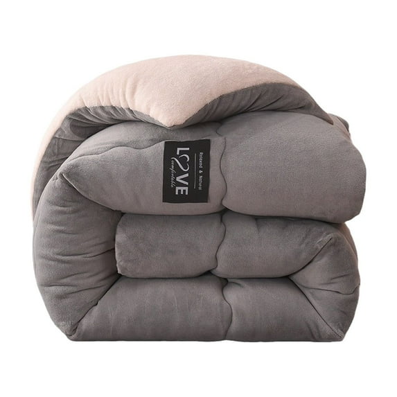 Ycandiee Thickened Super Warm Winter Quilt, Heavy Winter Quilts, Plush Lamb Fleece Comforter, Breathable Warmth Fluffy Plush Bed Blanket for Cold Weather, 78.7x59in
