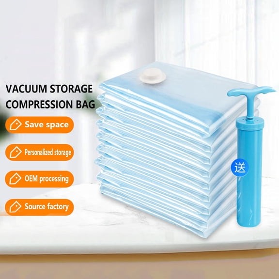 Ycandiee Vacuum Storage Bags Space Saving Bags for Comforters Clothes Pillow Bedding Blanket Storage, Double Zip Lock Seal, Free Travel Hand Pump Included (8 Pack - 27.5 * 19.6 inches)
