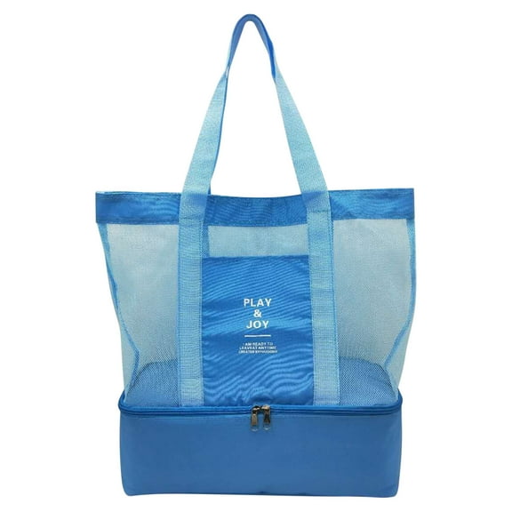 Ycandiee with Cooler - Large beach bags, Tote Bag, Mesh with Zipper, Waterproof Sandproof for Beach Pool Travel Picnic Camping Daily