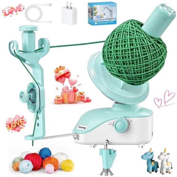 Ychuang Electric Yarn Ball Winder - Automatic Wool Yarn Spinner , Compact Wool Winder for Knitting Crocheting, Yarn Cake Maker (Green)