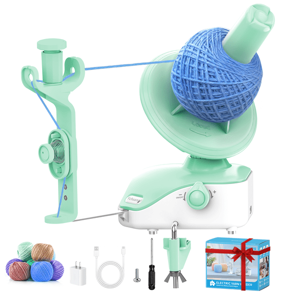 Ychuang Electric Yarn Ball Winder - Automatic Wool Yarn Spinner , Compact Wool Winder for Knitting Crocheting, Yarn Cake Maker (Green)