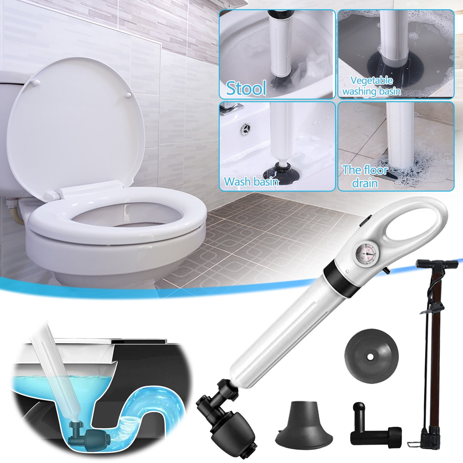 Toilet Plunger, Drain Unblocker,High Pressure Toilet Unblock A Shot,Toilet  Clog Remover,Powerful Manual Toilet Dredge for Bathroom Floor Drain Sink