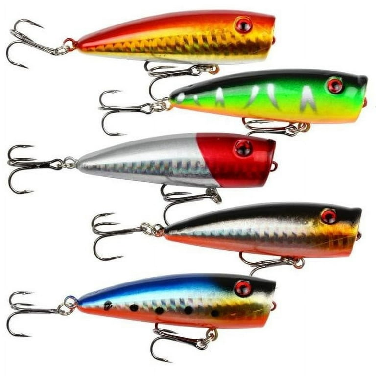 Ycolew Fishing Lures, Minnow Popper Crank Baits Pencil Bass Trout Fishing  Lures with Hooks, Topwater Artificial Hard Swimbaits for Saltwater  Freshwater Trout Walleye Blueback Salmon Catfish 