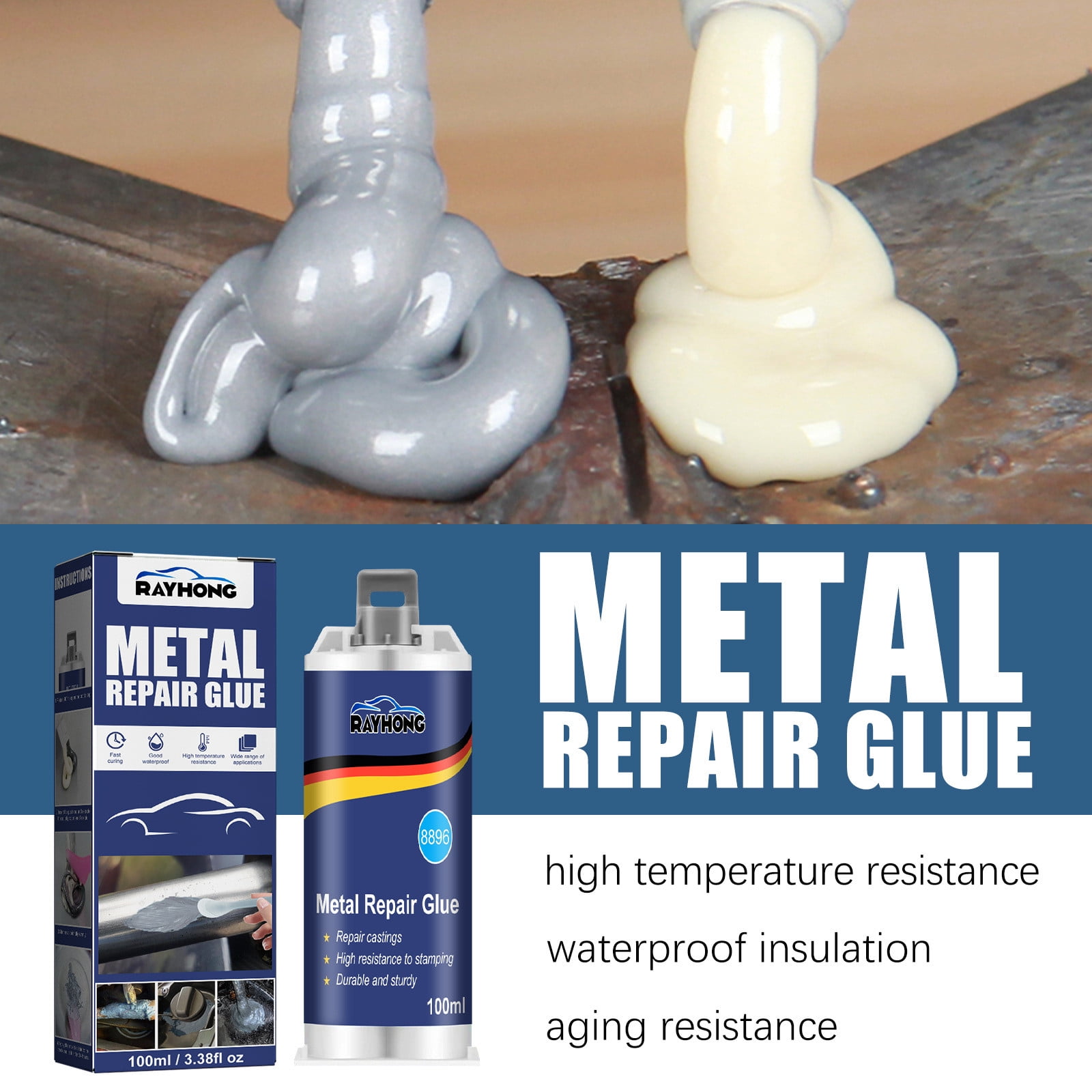 Ycolew Metal Epoxy Glue, High Strength, Weld Repair for Steel, Cast ...