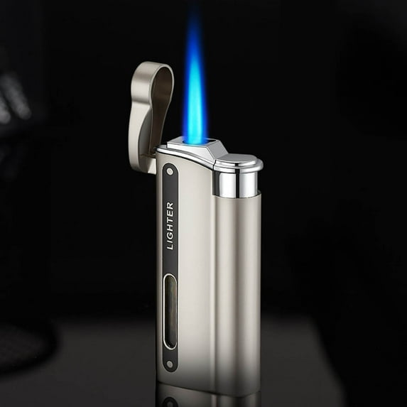 Ycolew Mini Butane Lighter, Jet Torch Lighter with Visible Window, Refillable and Adjustable Pocket Lighter, Great Little Gift for Men and Women (Without Gas)