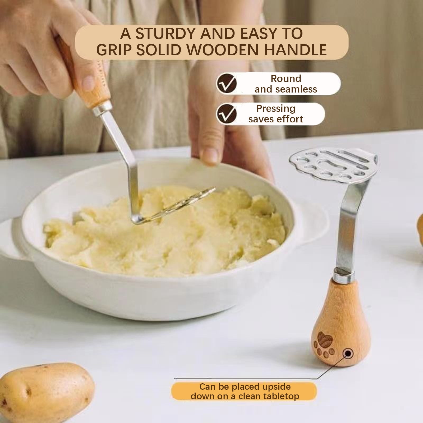 Ycolew Potato Masher Stainless Steel, Best Mashed Potatoes Masher Kitchen Tool, Potato Smasher