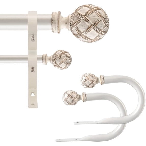 KITBONIS Curtain Rod Set Ball Dec Engraved Double Extendable Curtain Rod 48"-84"