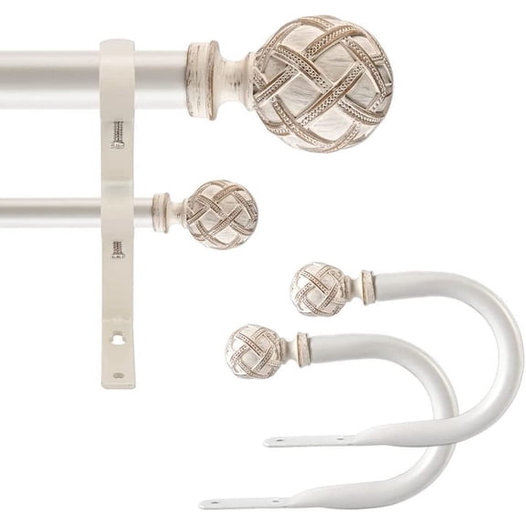 KITBONIS Curtain Rod Set Ball Dec Engraved Double Extendable Curtain Rod 48"-84"