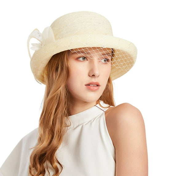 Ycuke Fancy Hats for Women Tea Party Church Hats for Women Dressy Hats for Women Black Hat Women Dressy Summer Hats for Women Fashionable Black Church Hats for Women Beige One Size